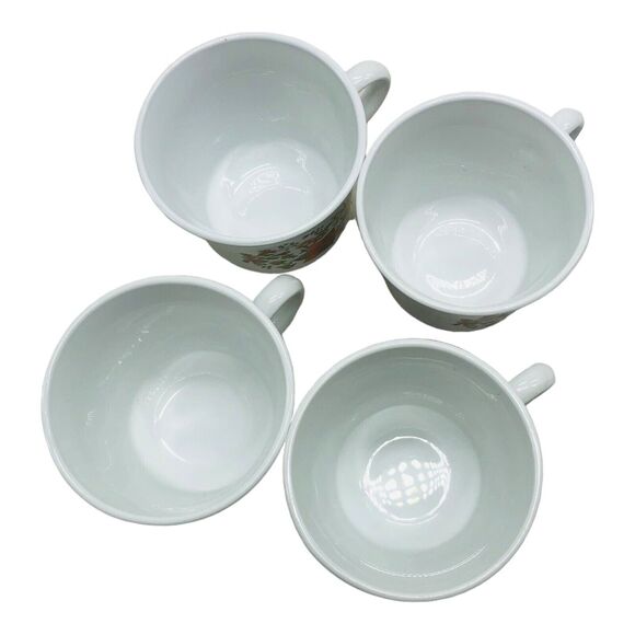 VTG Corelle Corning Ware Indian Summer Cups Mugs Orange Yellow Flowers Set of 4 - Picture 3 of 7